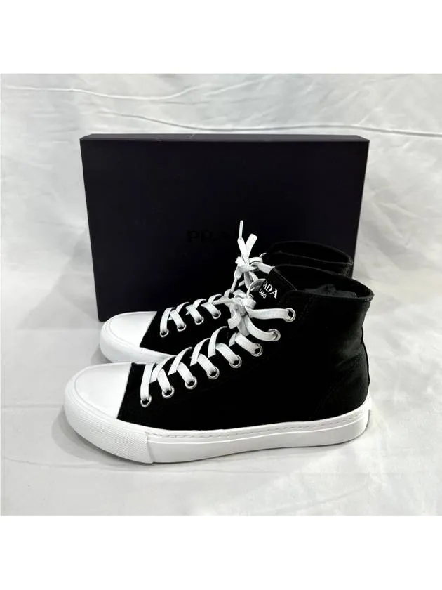 7 Prada Men s Logo Canvas High Top Sneakers Black