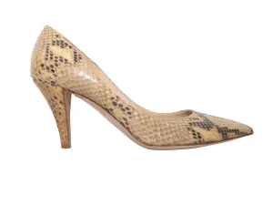 Beige & Black Valentino Python Pointed-Toe Pumps Size 39.5