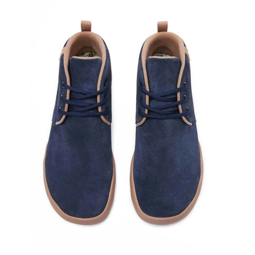 Bilbao Deep Blue Cow Suede Lace-up Boots Men