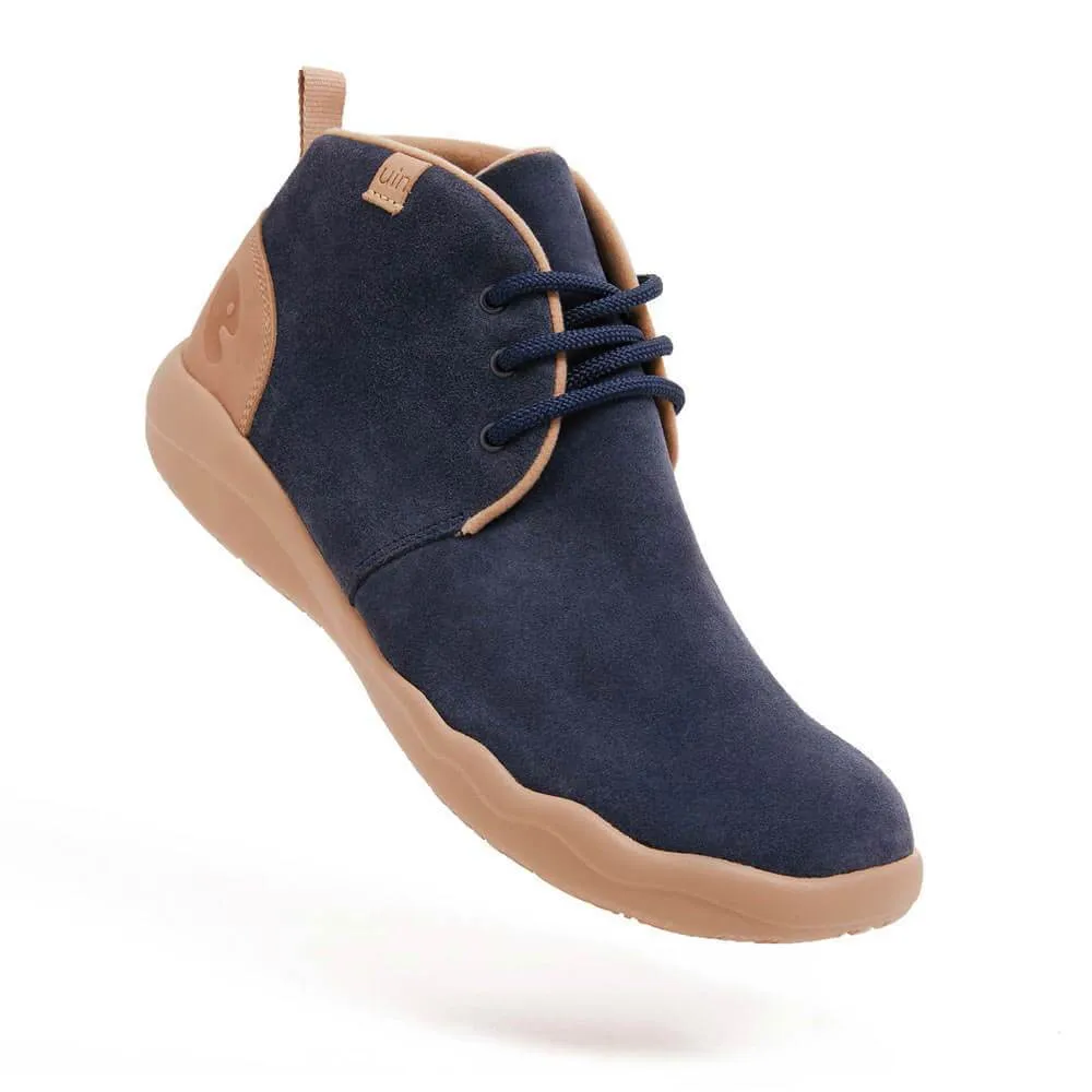 Bilbao Deep Blue Cow Suede Lace-up Boots Men