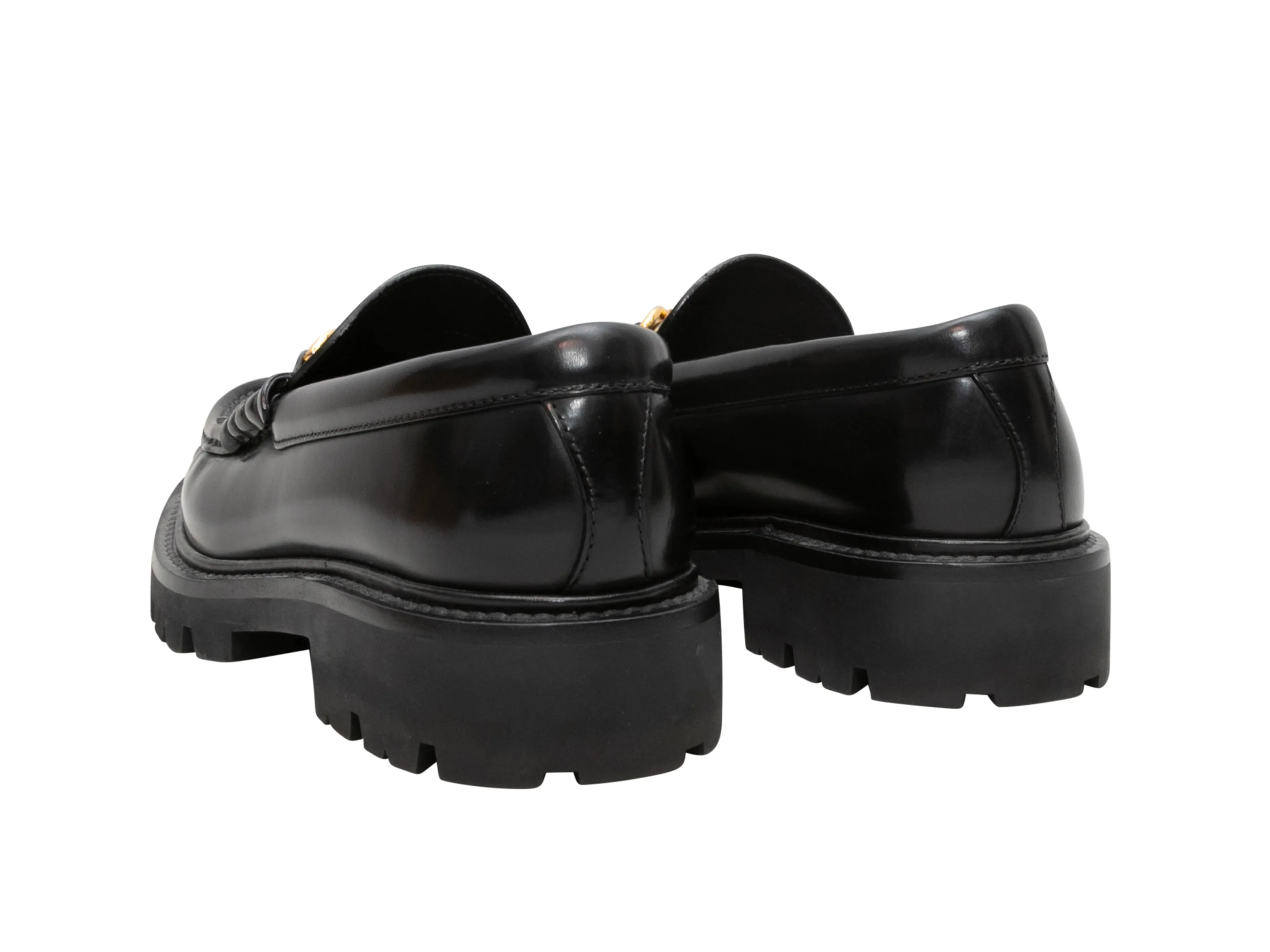 Black Celine Margaret Lug Sole Loafers Size 37