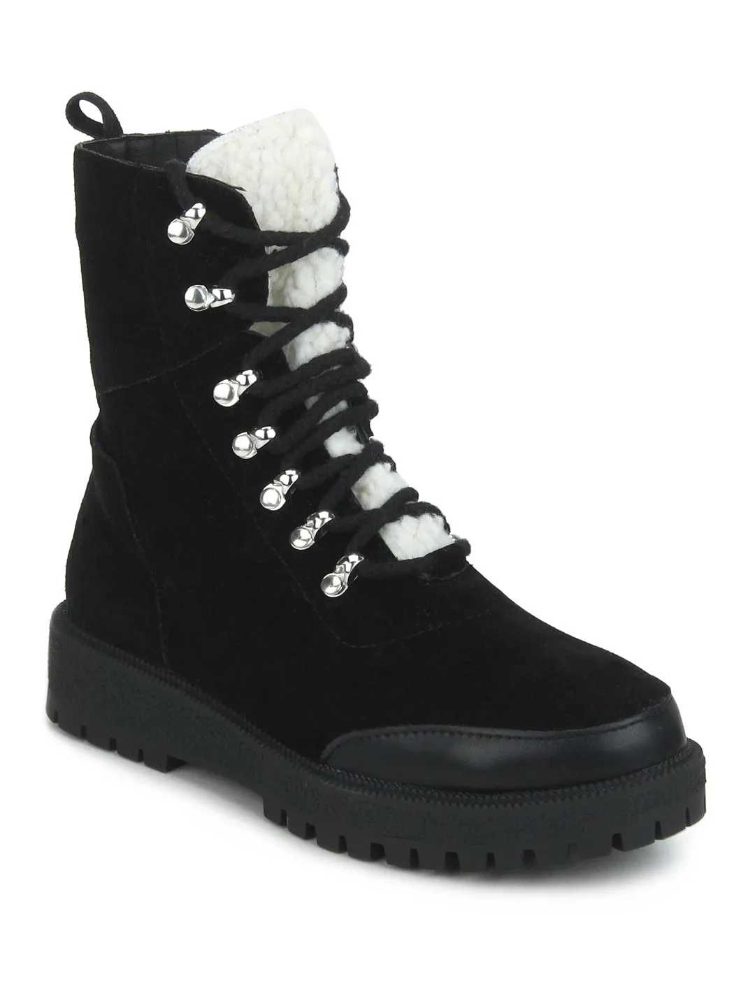 Black SU Lace-Up Ankle Boots