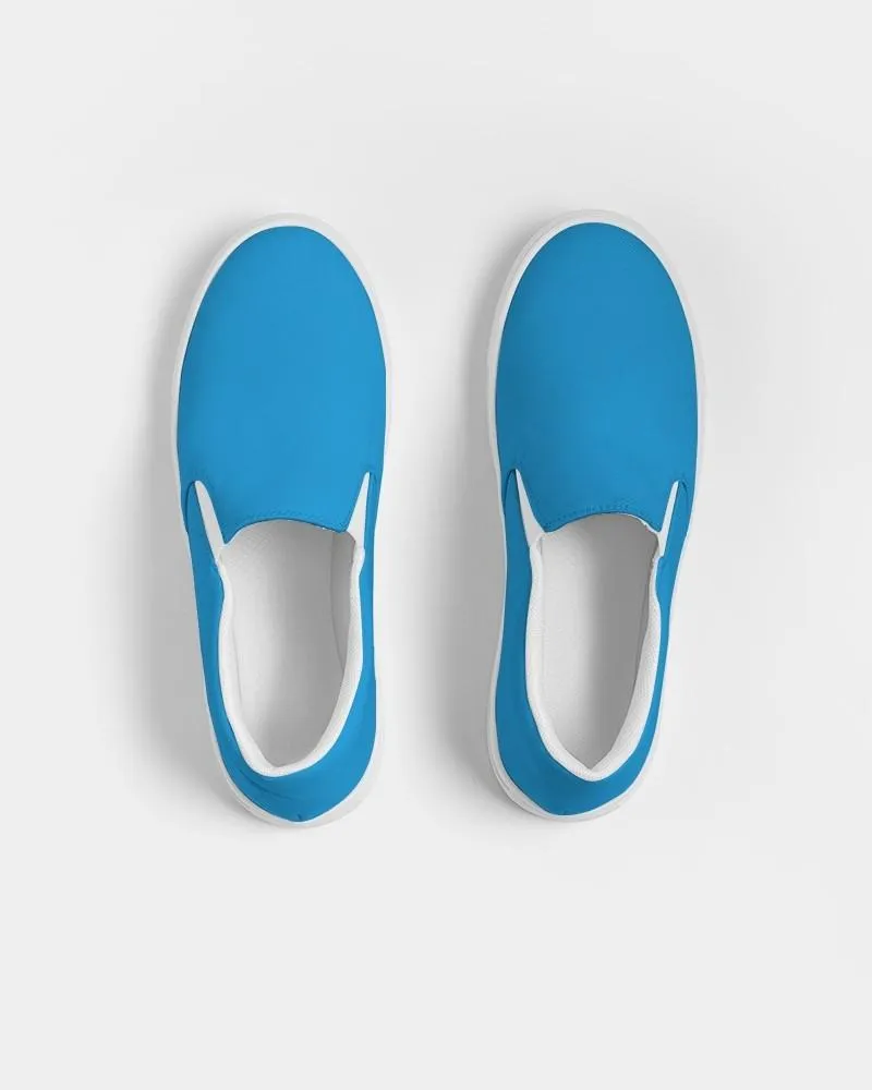 Bright Blue Cyan Slip-On Canvas Sneakers | Men's | Bright Pure Blue Cyan | C100M25Y0K0