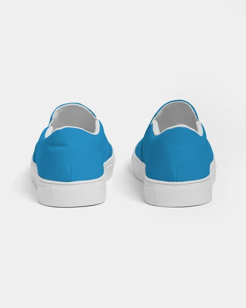 Bright Blue Cyan Slip-On Canvas Sneakers | Men's | Bright Pure Blue Cyan | C100M25Y0K0