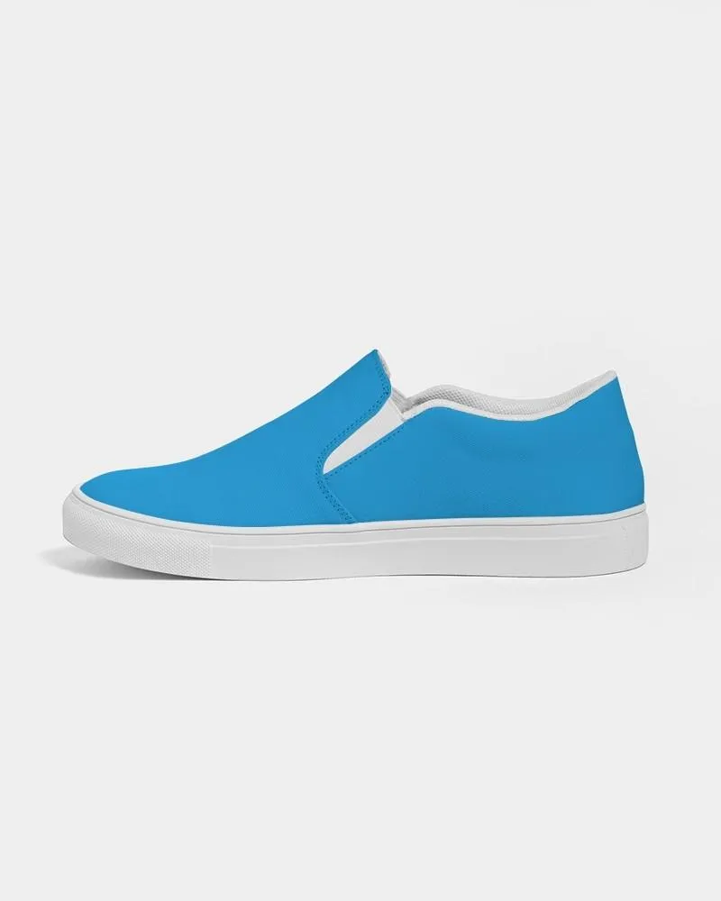 Bright Blue Cyan Slip-On Canvas Sneakers | Men's | Bright Pure Blue Cyan | C100M25Y0K0