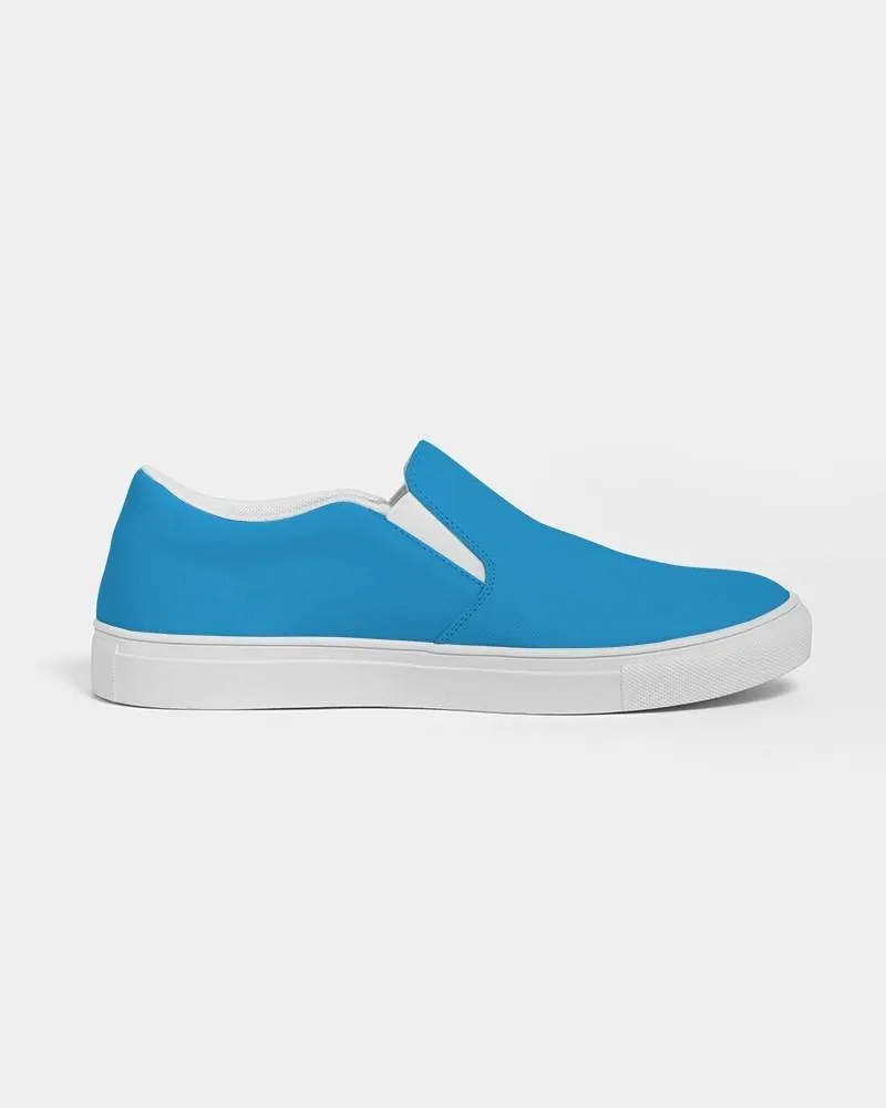 Bright Blue Cyan Slip-On Canvas Sneakers | Men's | Bright Pure Blue Cyan | C100M25Y0K0