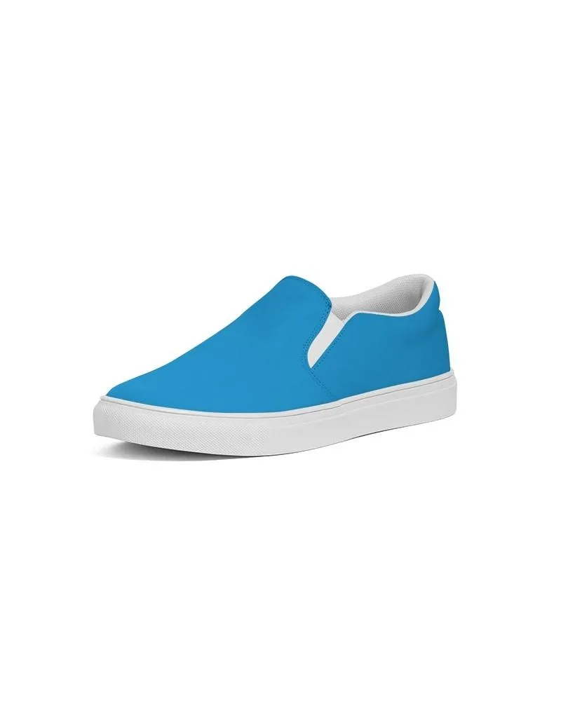 Bright Blue Cyan Slip-On Canvas Sneakers | Men's | Bright Pure Blue Cyan | C100M25Y0K0