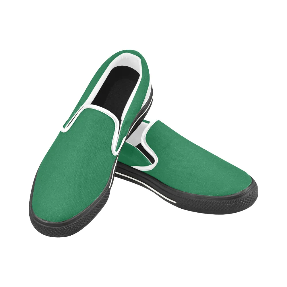 Buy Men's Bottle Green Solids Print Canvas Slip-on Shoes at TFS