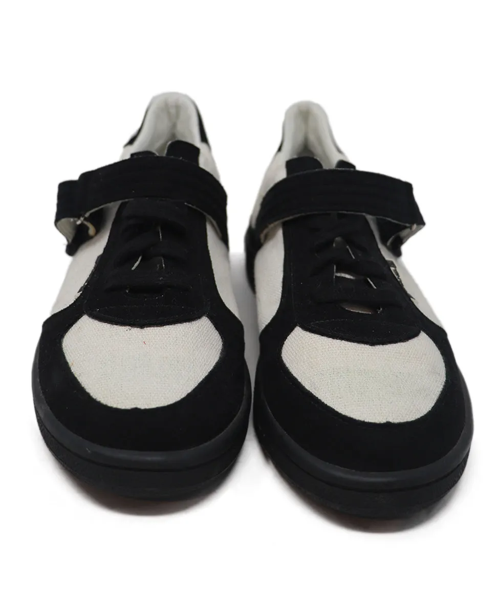 Chanel Black & White Canvas Suede Sneakers sz 9