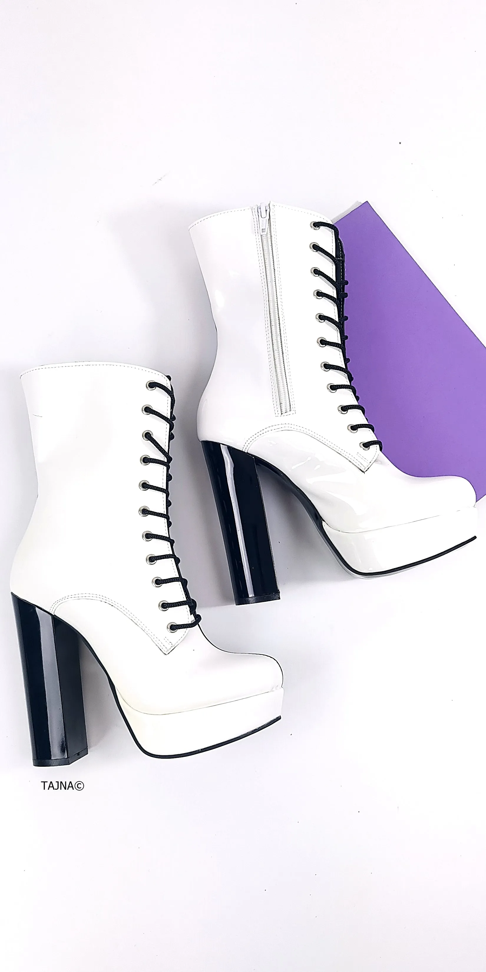 Chunky Block Heel Double Coloured Boots