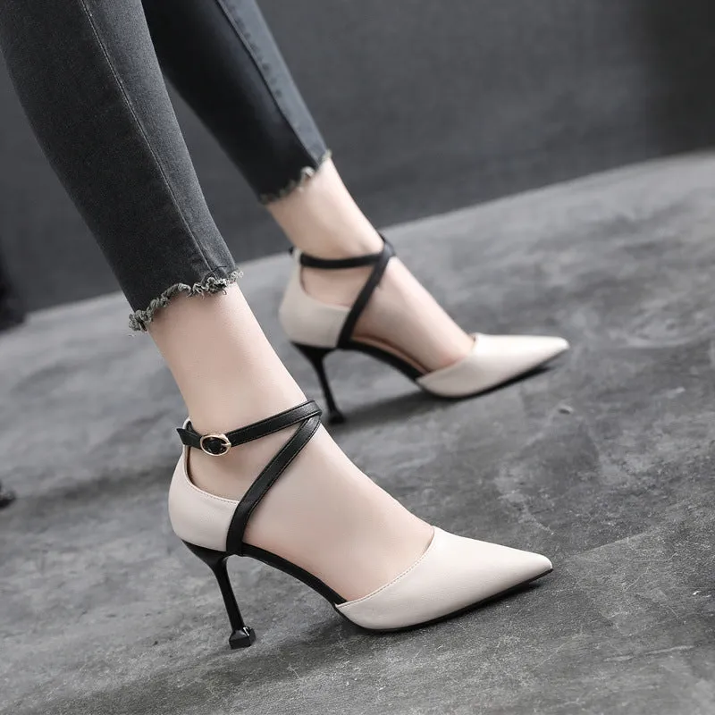 Classy Pointed Toe Stiletto High Heels Sandals