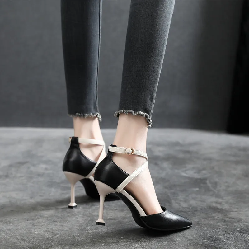 Classy Pointed Toe Stiletto High Heels Sandals