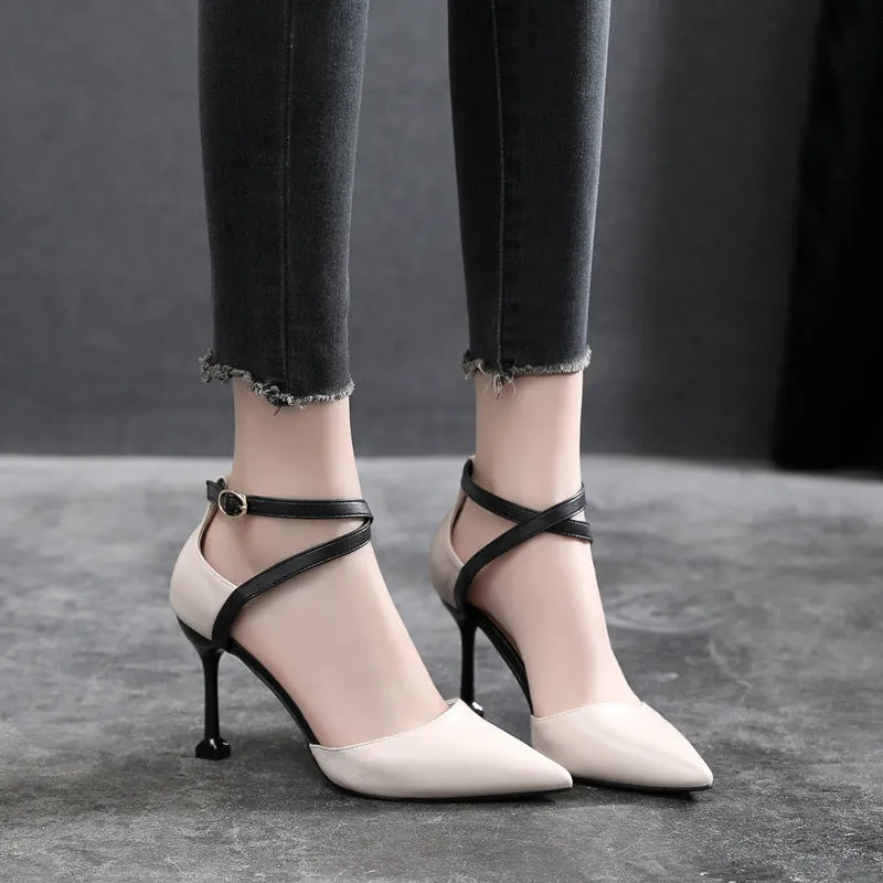 Classy Pointed Toe Stiletto High Heels Sandals