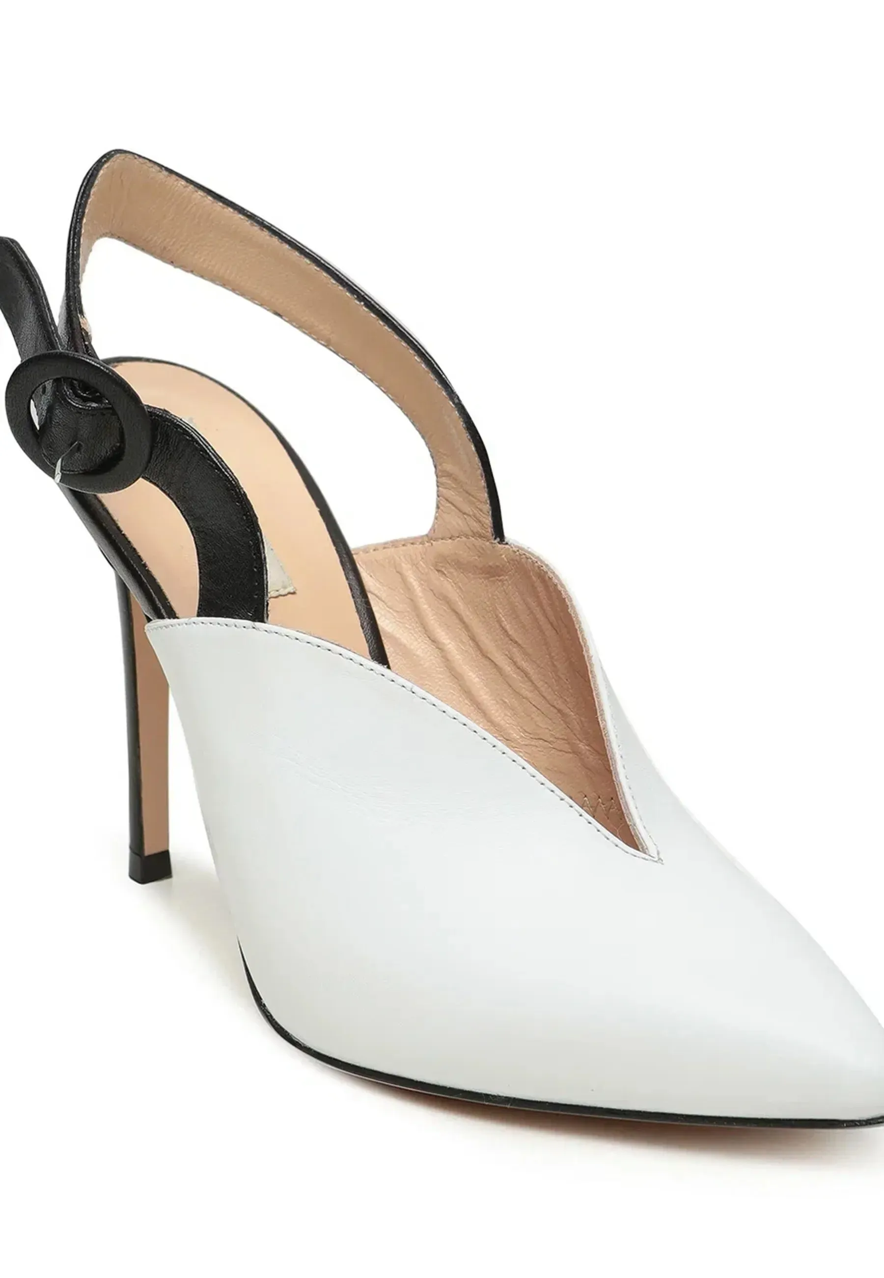 Contrast Slingback Stilettos Celestia - White