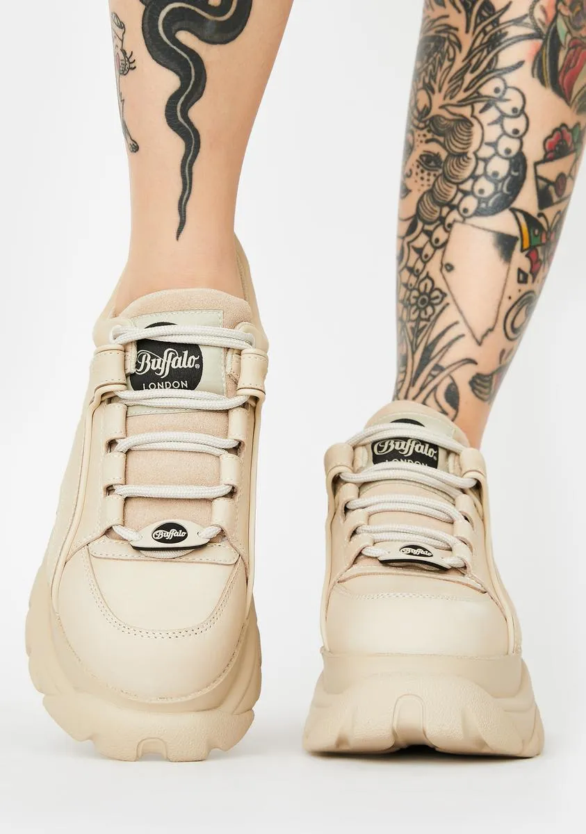 Cream Classic Low Leather Sneakers