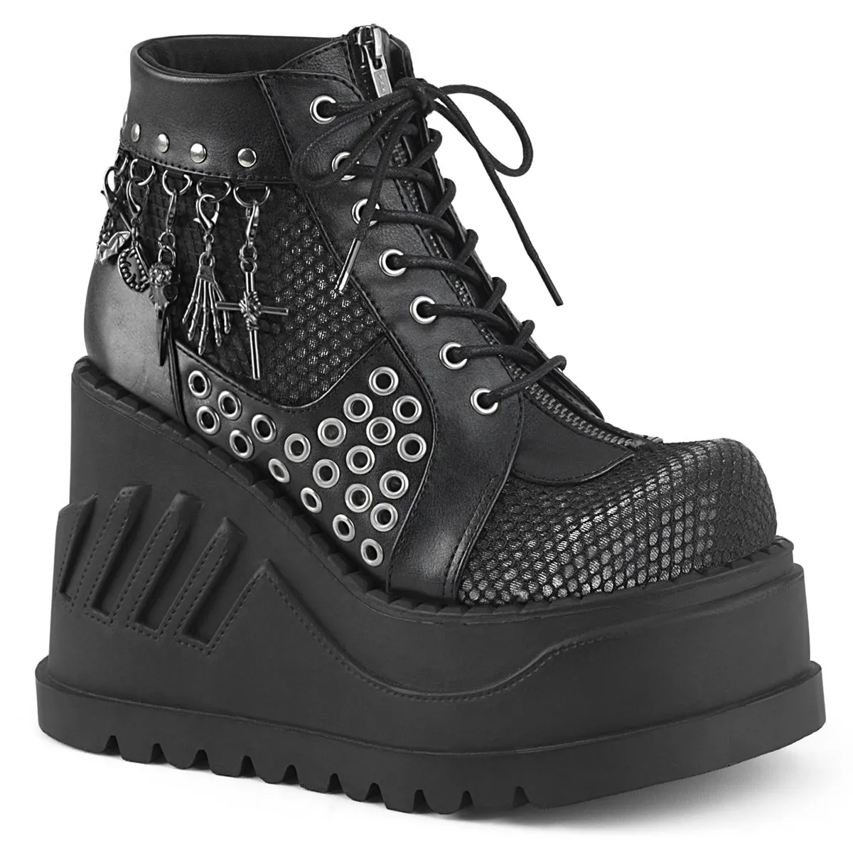 Demonia Stomp-18 Lace-Up Front Wedge Bootie