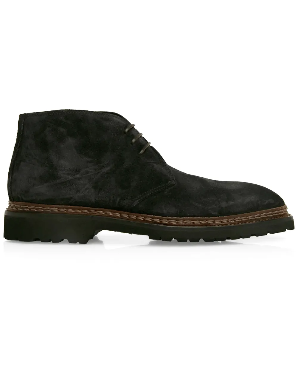 Desert Doppio Welt Suede Boot in Off Black