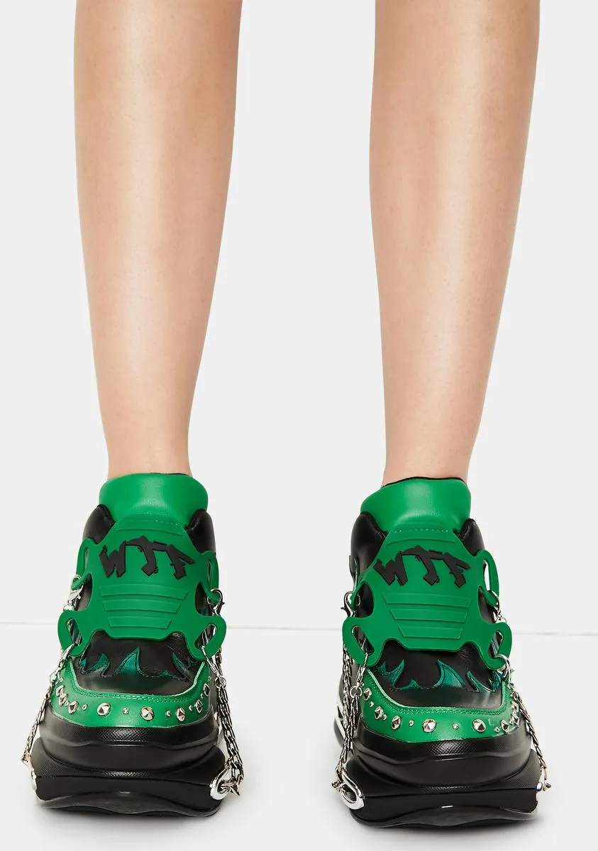 Emerald Big Rush Chain Platform Sneakers