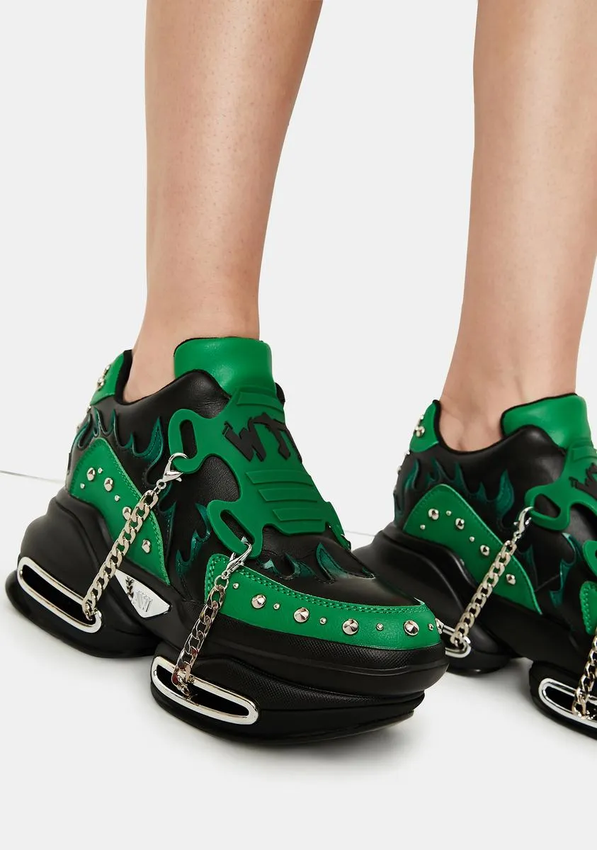 Emerald Big Rush Chain Platform Sneakers