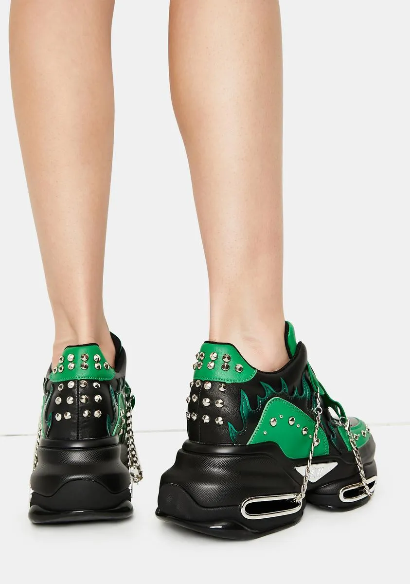 Emerald Big Rush Chain Platform Sneakers