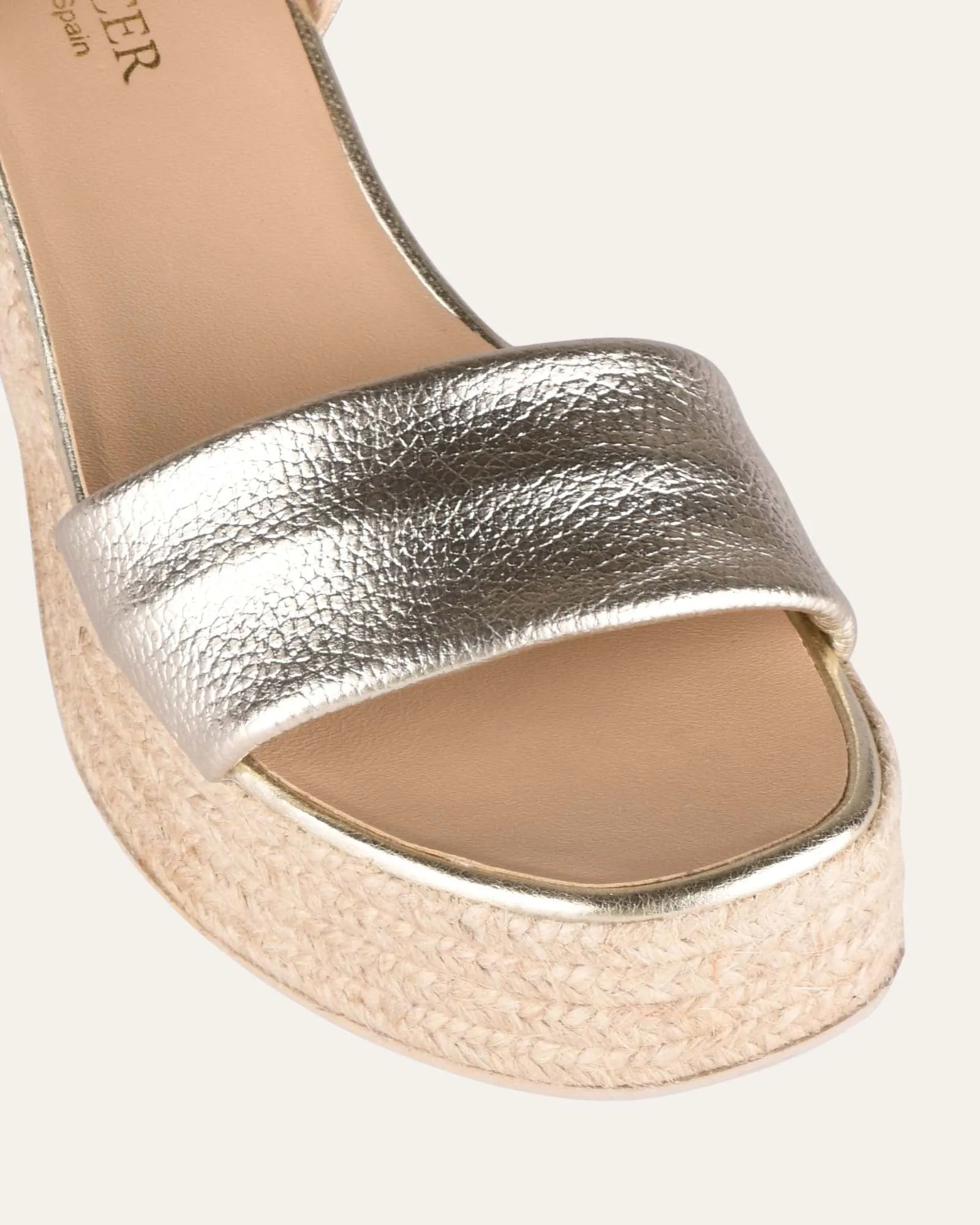 FAIRFAX HIGH HEEL ESPADRILLE SANDALS GOLD LEATHER