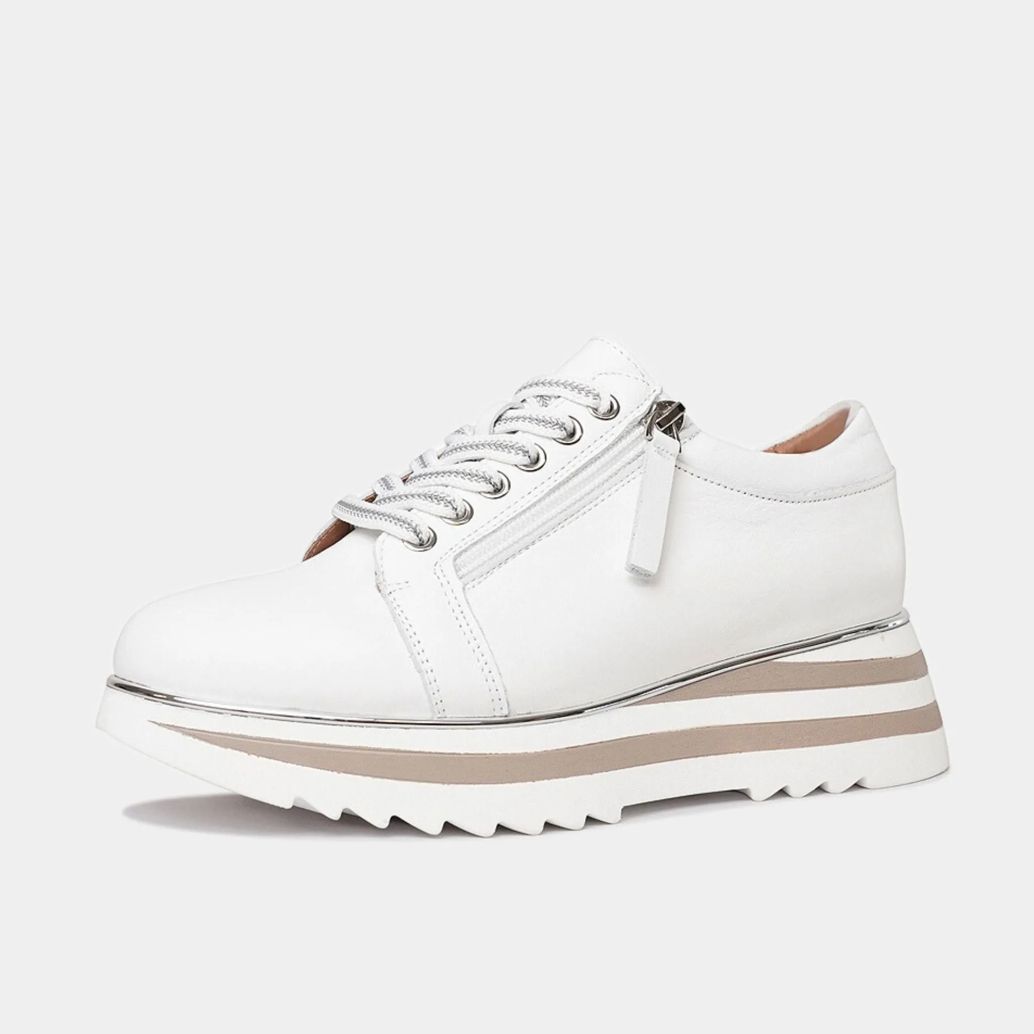 Hosting White Leather Sneakers