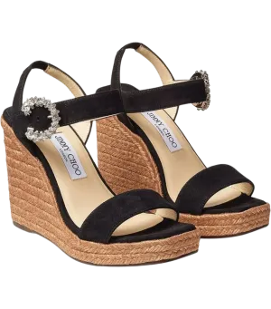 JIMMY CHOO Mirabelle 110 suede espadrille wedge sandals