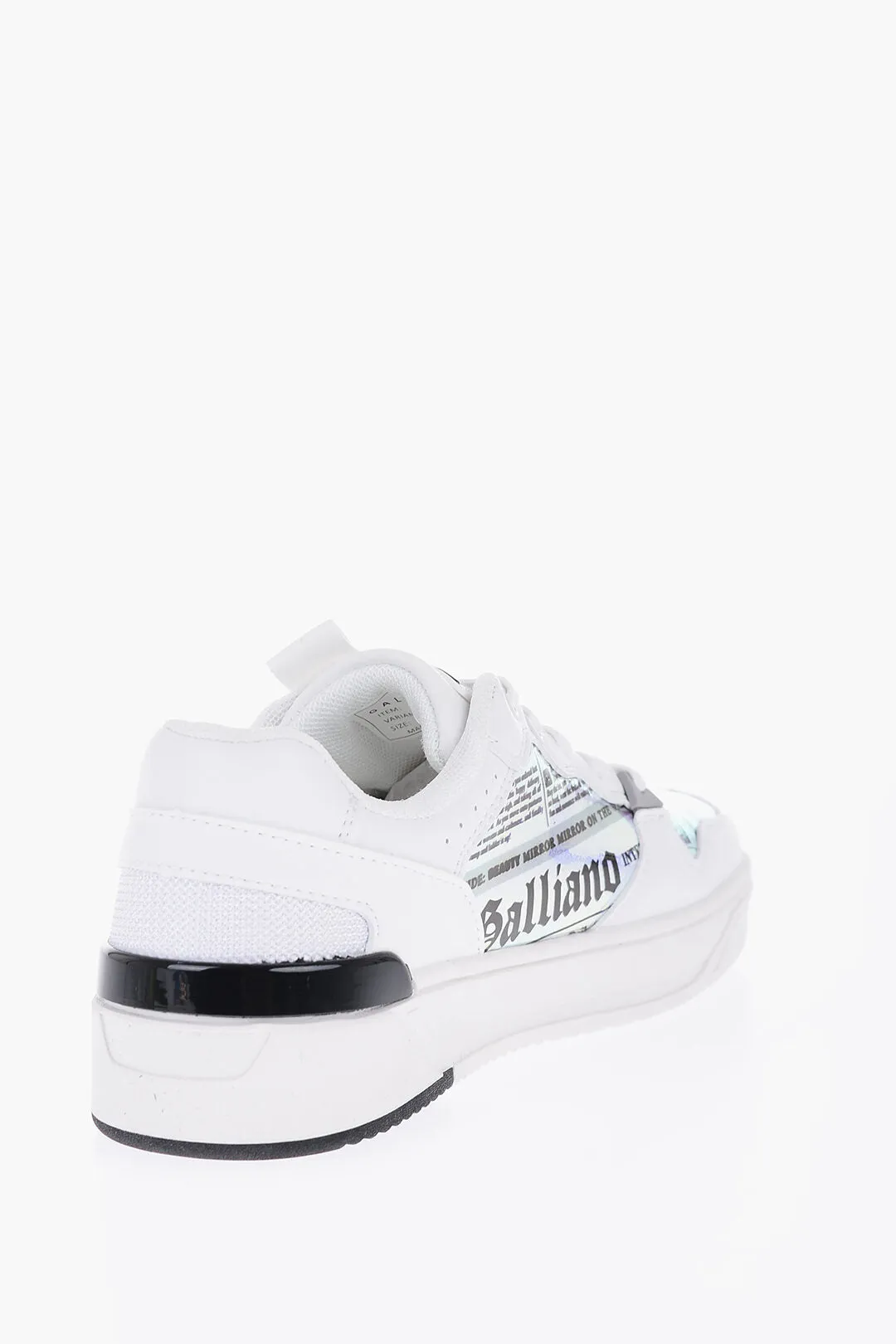 John Galliano Faux Leather Low-Top Sneakers with Iridescent Details