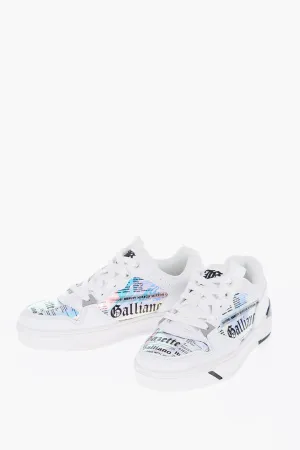 John Galliano Faux Leather Low-Top Sneakers with Iridescent Details