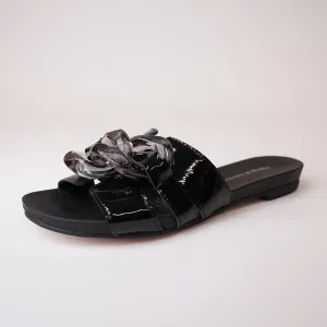 Jovie Black Patent Leather Slides