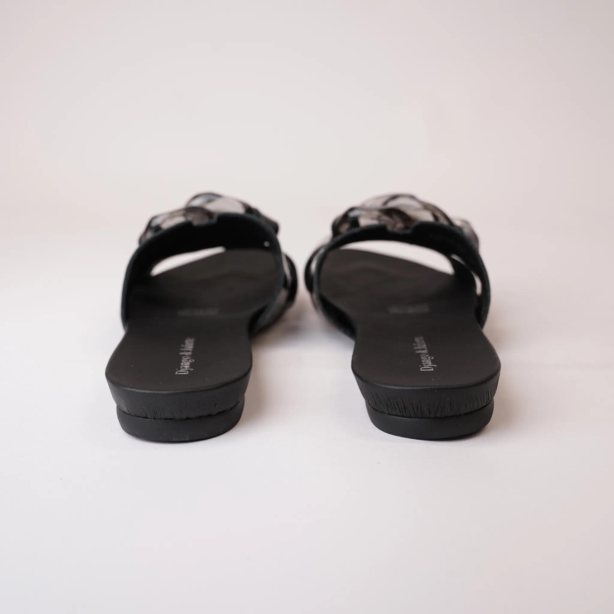 Jovie Black Patent Leather Slides