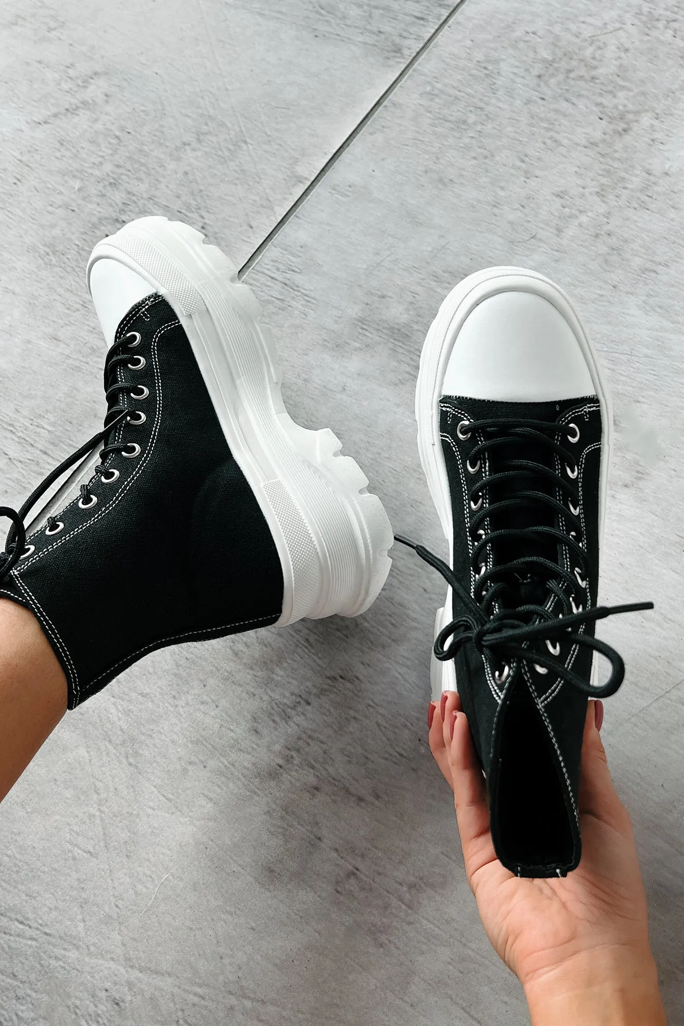 Just Another Dreamer Platform High Top Sneakers (Black)