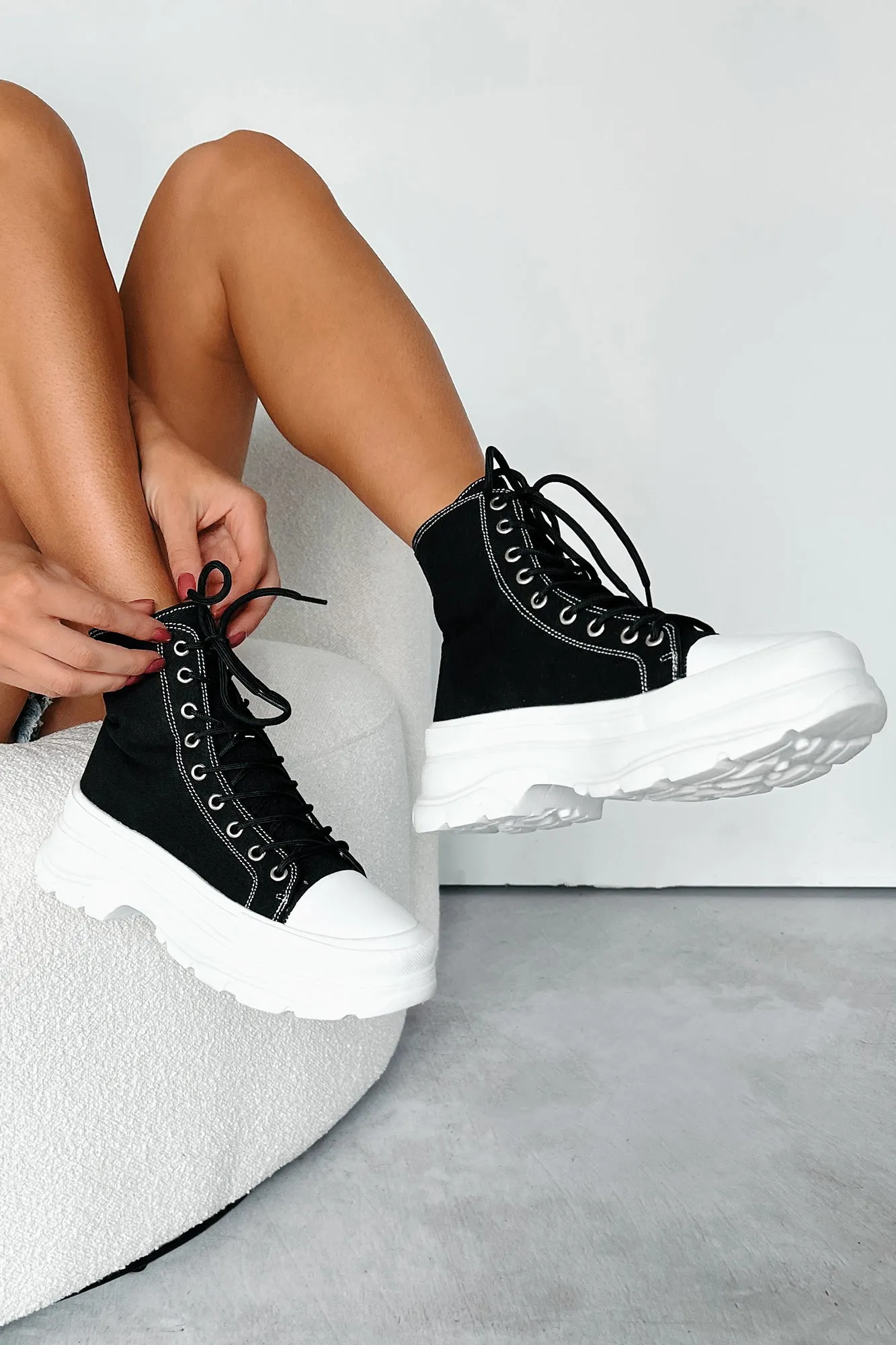 Just Another Dreamer Platform High Top Sneakers (Black)