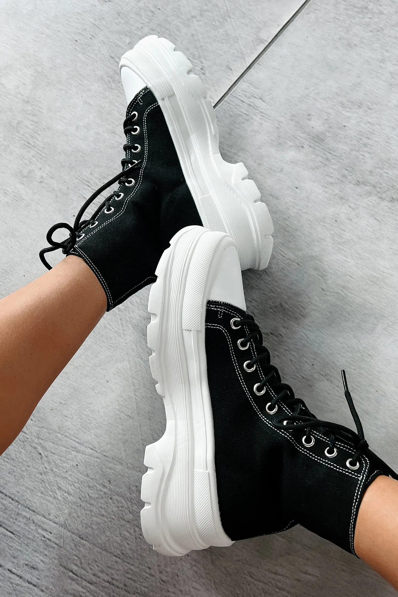 Just Another Dreamer Platform High Top Sneakers (Black)