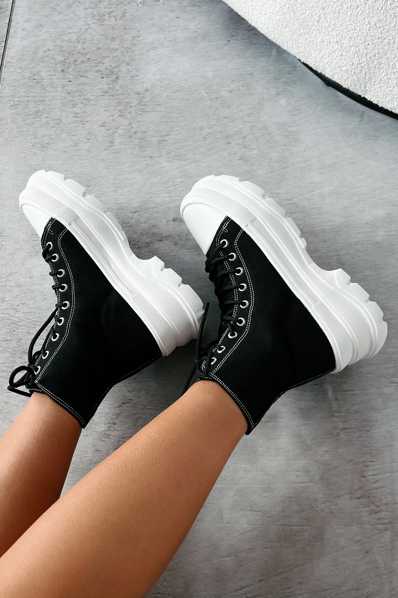 Just Another Dreamer Platform High Top Sneakers (Black)