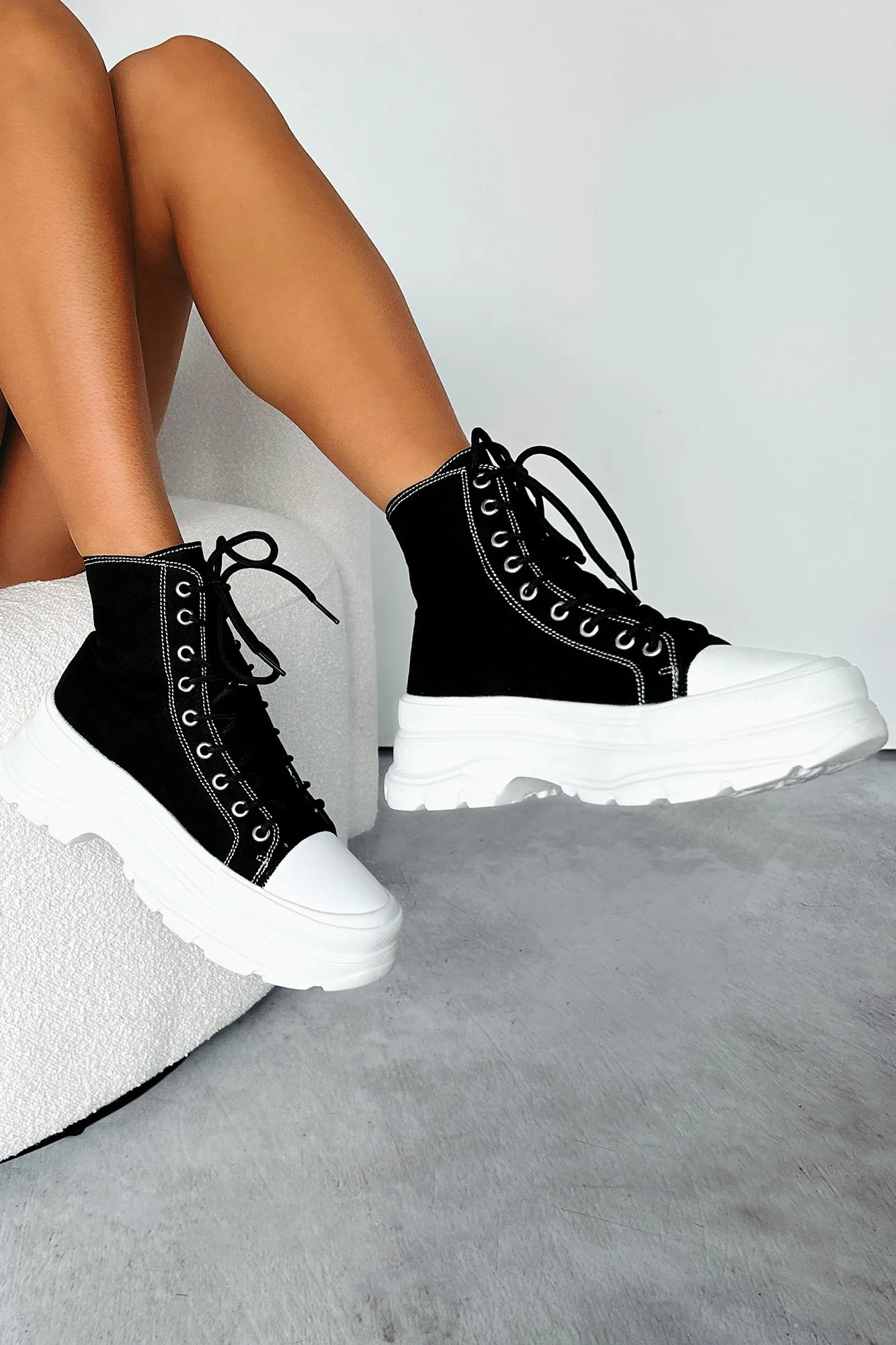 Just Another Dreamer Platform High Top Sneakers (Black)