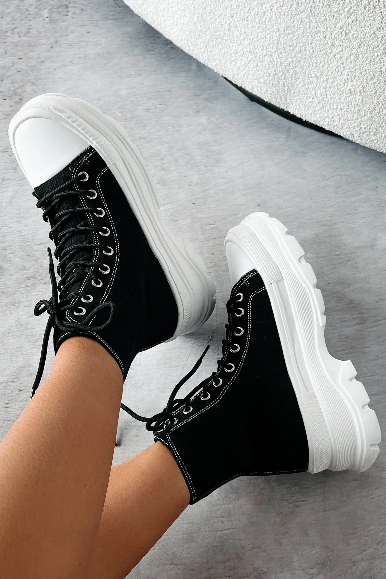 Just Another Dreamer Platform High Top Sneakers (Black)