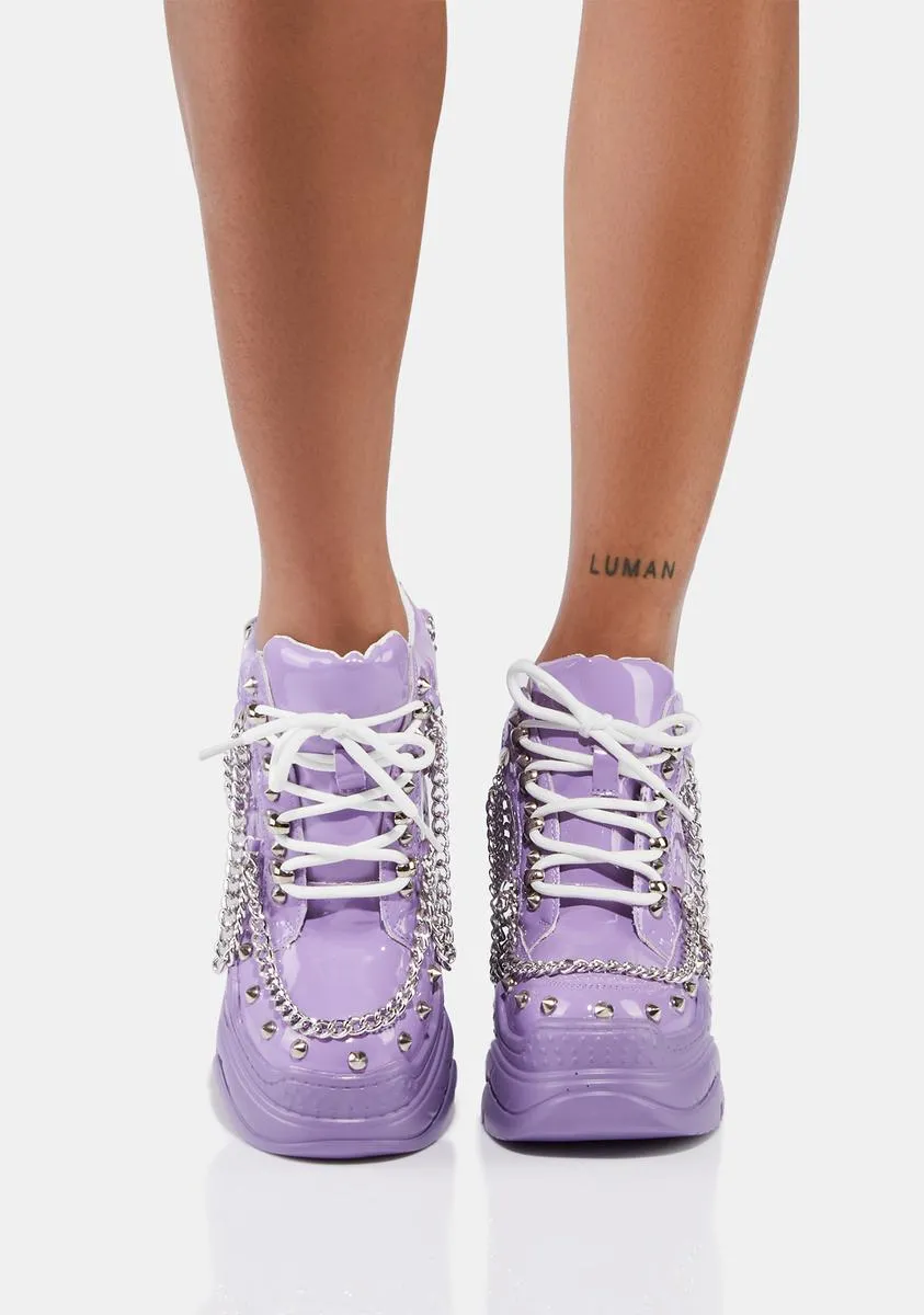 Lilac Patent Space Candy Platform Sneakers