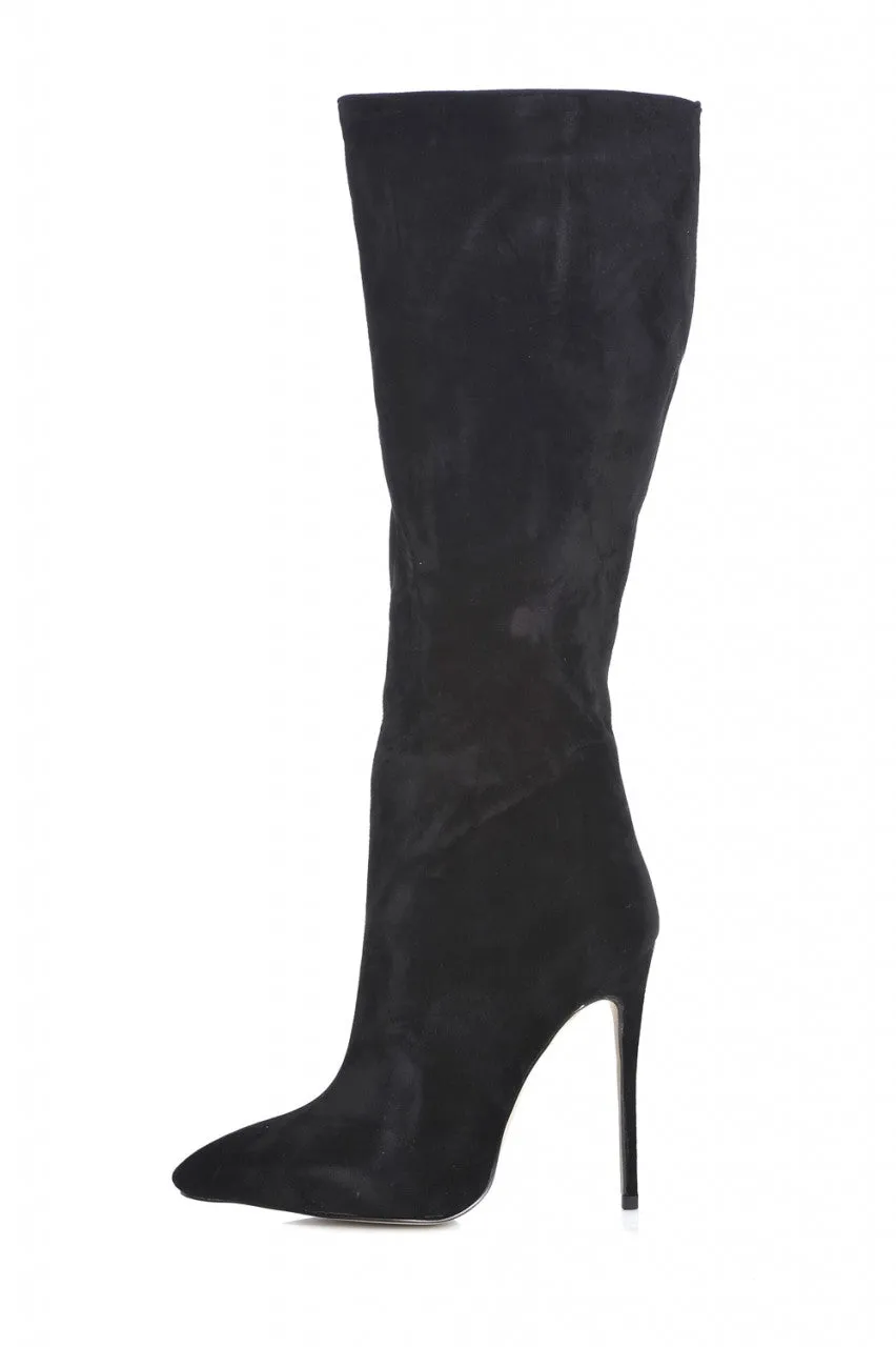 Long  Plain Pointy Heeled Boot