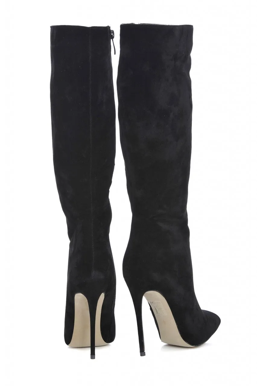 Long  Plain Pointy Heeled Boot