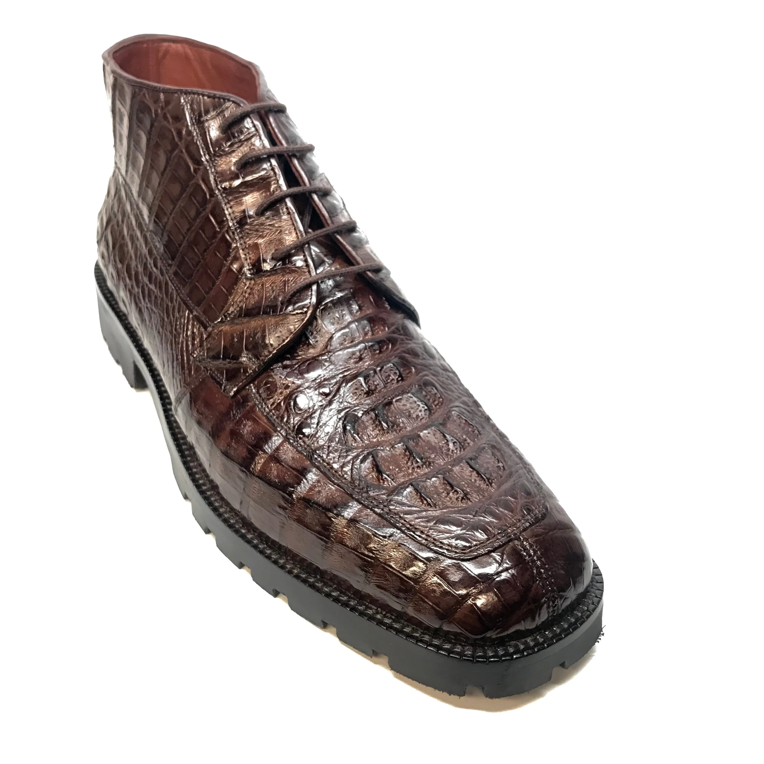 Los Altos Brown Hornback Crocodile Ankle Boots