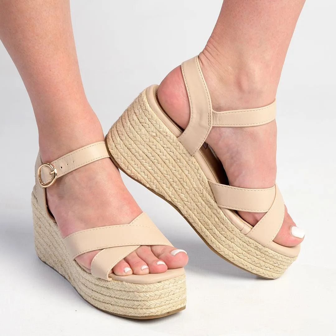 Madison Libby Espadrille Wedge Sandal - Nude