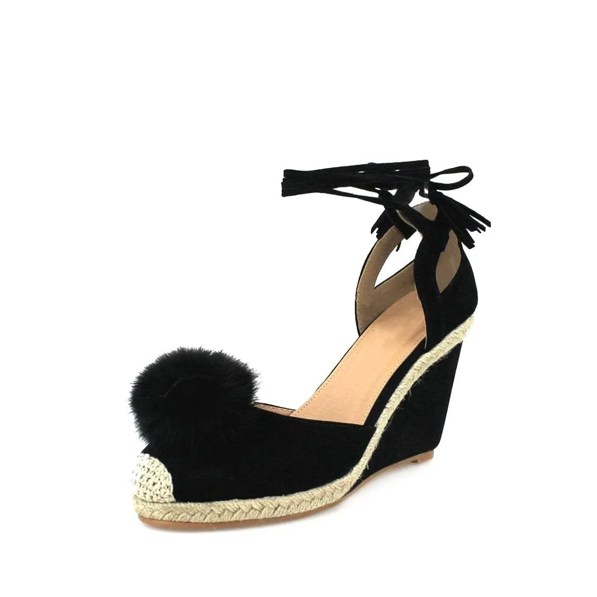 MARIYAH Anklestrap Wedge With Pom Pom