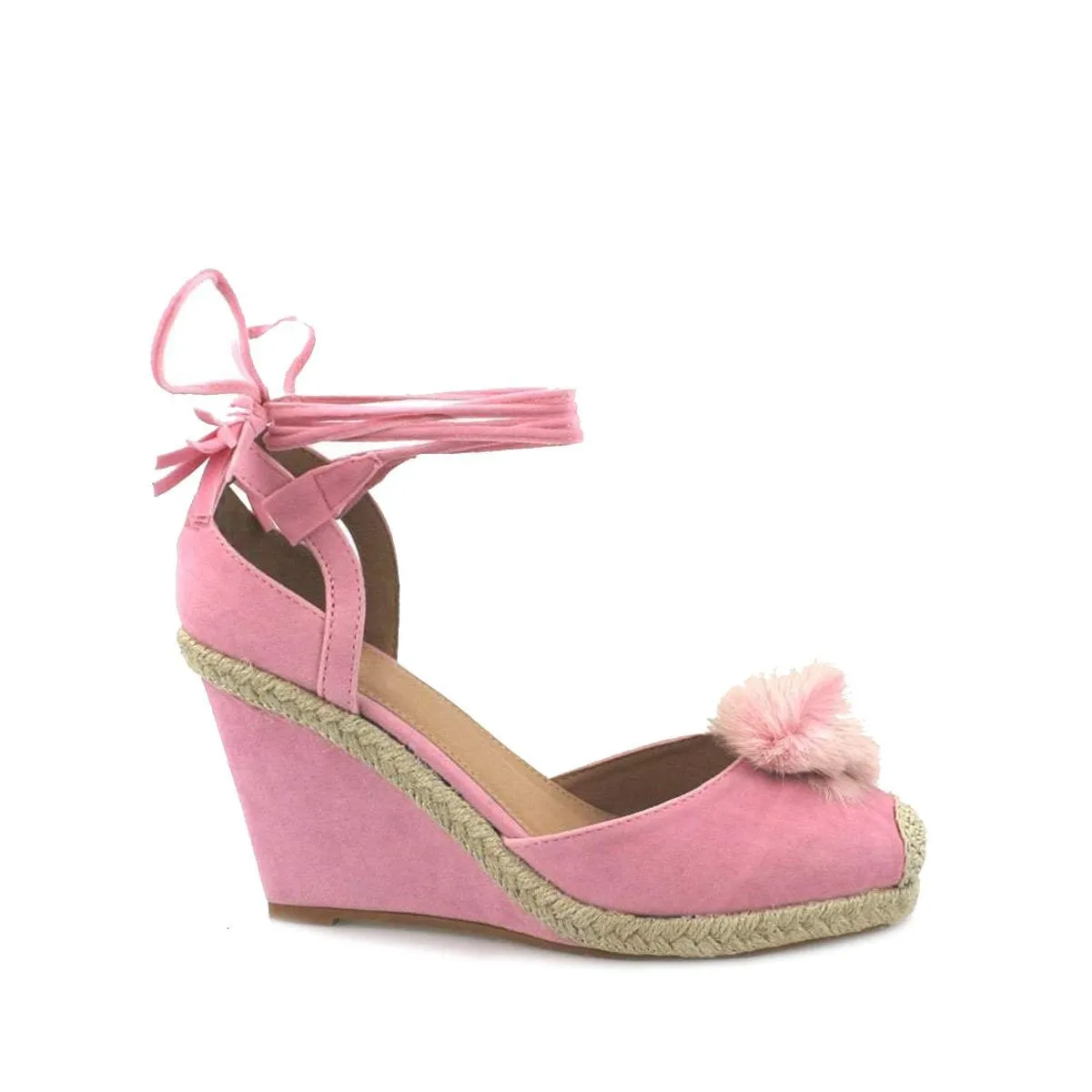 MARIYAH Anklestrap Wedge With Pom Pom