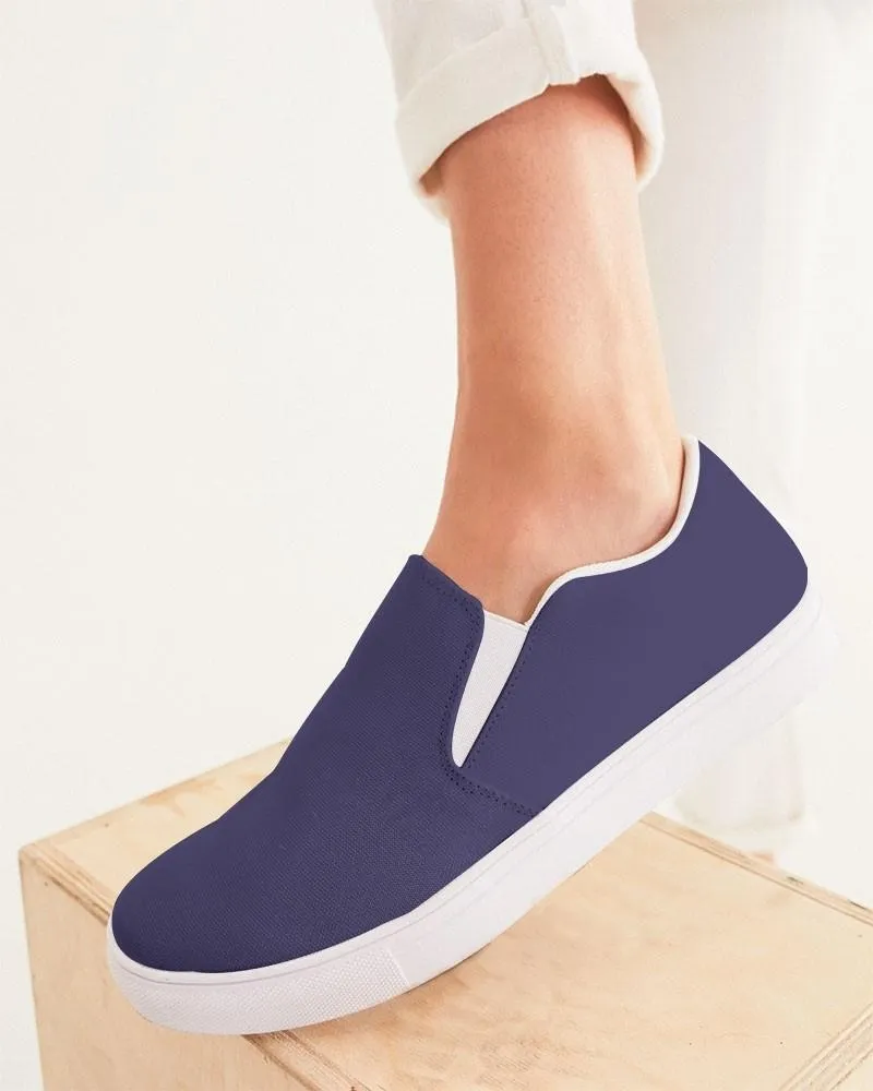 Medium Dark Blue Slip-On Canvas Sneakers | Women's | Medium Dark Pastel Blue | C60M60Y0K60