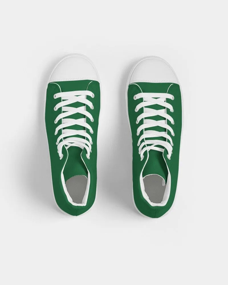 Medium Dark Green Men's High-top Canvas Sneakers | Men's | Medium Dark Pure Green | C100M0Y100K60