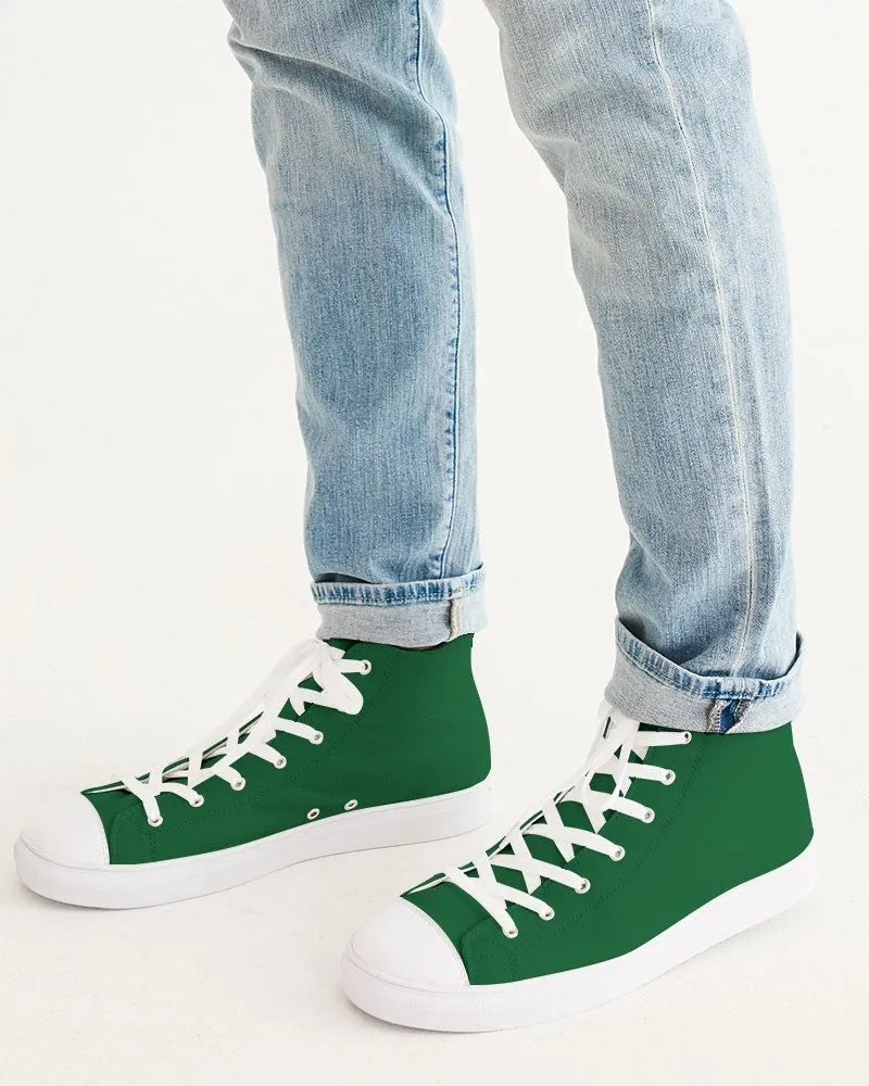 Medium Dark Green Men's High-top Canvas Sneakers | Men's | Medium Dark Pure Green | C100M0Y100K60