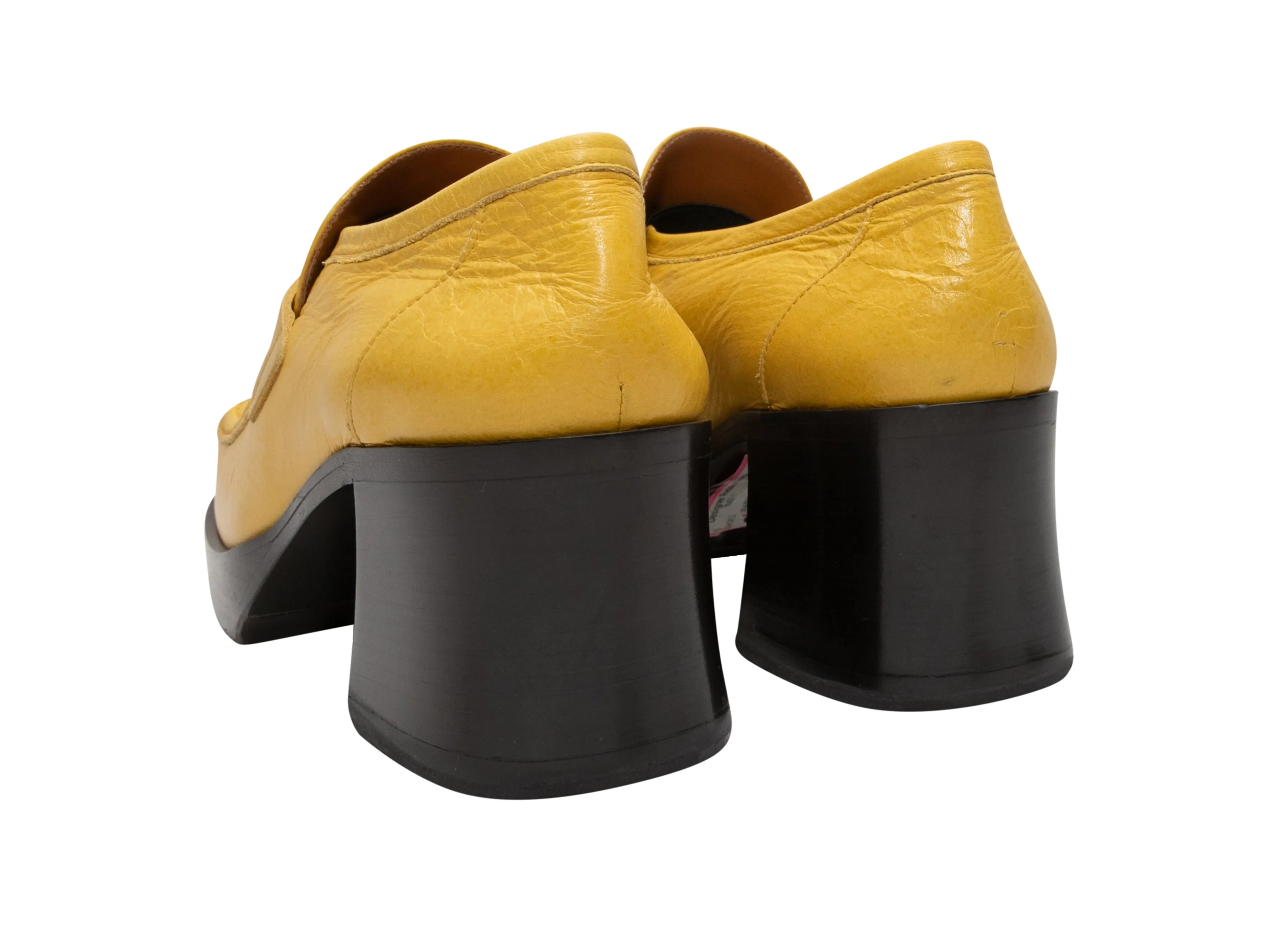 Mustard Marni Leather Platform Loafers Size 39