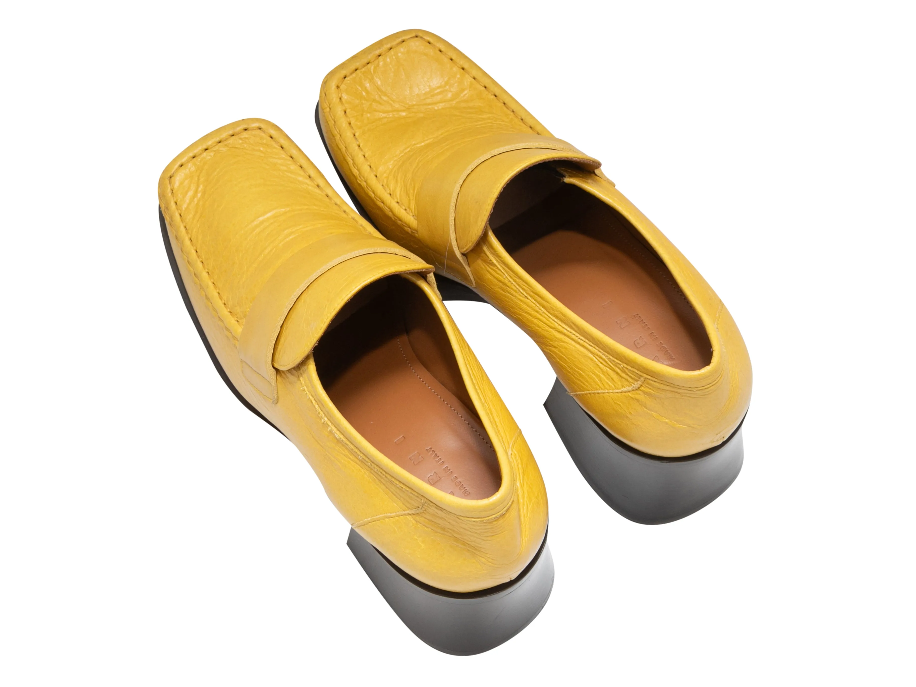 Mustard Marni Leather Platform Loafers Size 39