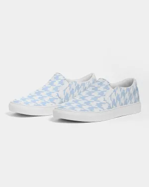 Pale Blue Large Houndstooth Women's Slip-On Canvas Shoe